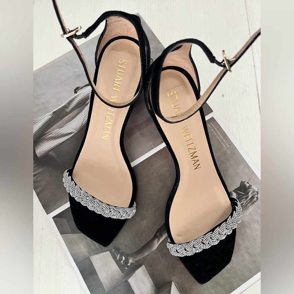Stuart Weitzman Black Women's Crystal heels sandals